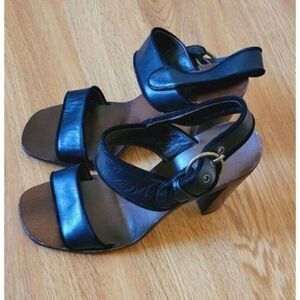 L'autre Chose Black Leather Slingback Heel Sandal Women's Size 7.5